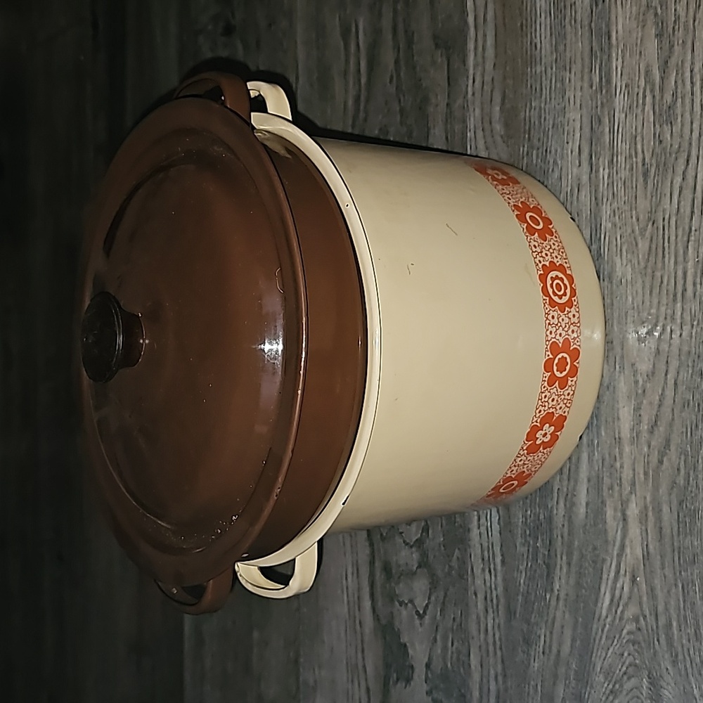 Vintage enamel The Everything Pot multipurpose cooker steamer pasta flower print